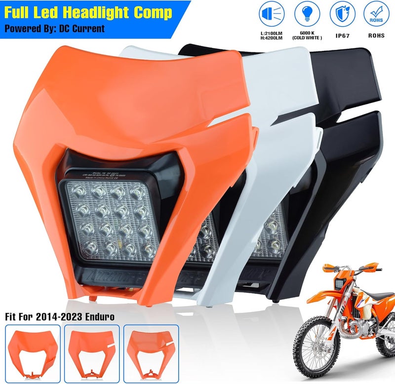 MCHMFG Dirt Bike Headlight,LED Enduro Pit Bike Light Kit Universal For Most Dirt Pit Bike Motorcycle EXC SX XCF Orange - Image 2